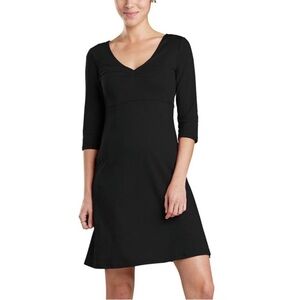Horny Toad Rosalinda Dress Black Small V-Neck Spring Minimalist Comfort